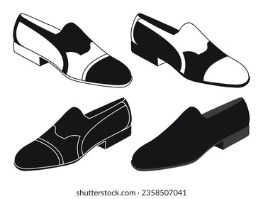 Vector image of a silhouette of a pair of mens shoes. Low shoes