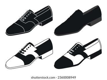 Vector image of a silhouette of a pair of mens shoes. Low shoes