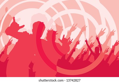 Vektorbild von Silhouette von Menschen auf Rock Konzert