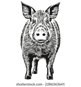 Vector image of silhouette of a Pig on a white background, hog
