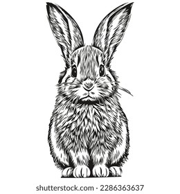 Vector image of silhouette of a Rabbit on a white background, hare

