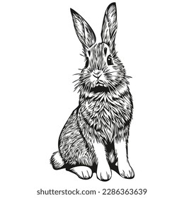 Vector image of silhouette of a Rabbit on a white background, hare
