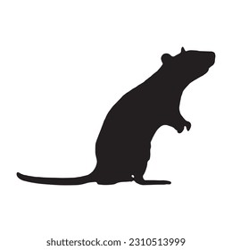 Vector image of a silhouette of a rat on a white background