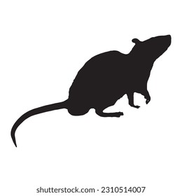 Imagen vectorial de una silueta de una rata sobre un fondo blanco