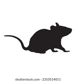 Vector image of a silhouette of a rat on a white background