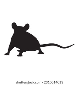 Vector image of a silhouette of a rat on a white background