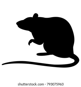 Vector image of a silhouette of a rat on a white background