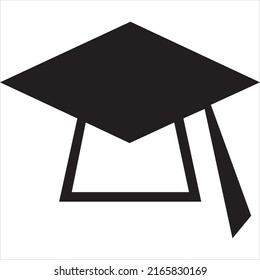 Vector, Image Of Silhouette Scholar Hat Icon, Black And White Color, With Transparent Background