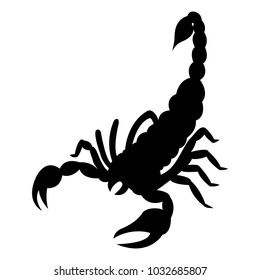 Vector image of a silhouette of a scorpion on a white background.