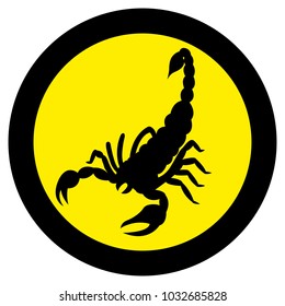 Vector image of a silhouette of a scorpion on a yellow background