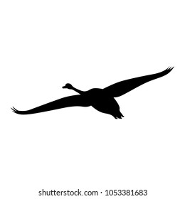 Vector image of a silhouette of a swan bird in flight