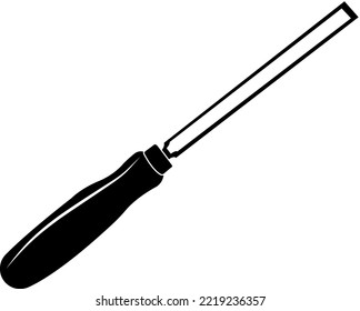 Vector image (silhouette, symbol) of a hand tool - chisel