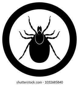 Vector image of a silhouette of a tick on a white background.