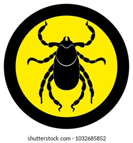 Vector image of a silhouette of a tick on a white background.