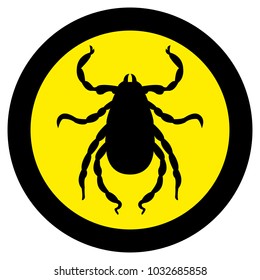 Vector image of a silhouette of a tick on a yellow background