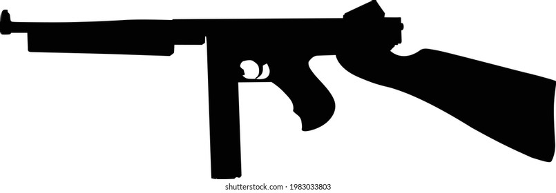 Vector image silhouette of tommy gun symbol illustration isolated on white background
