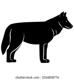 Vector image of a silhouette of a wolf on a white background