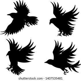 Vector image of silhouettes of birds in flight