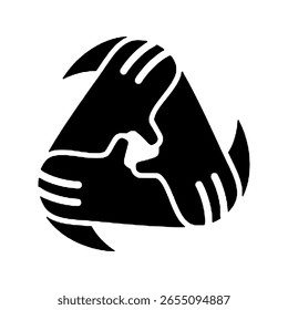 vector image of silhouettes of clasped hands flying on a white background.