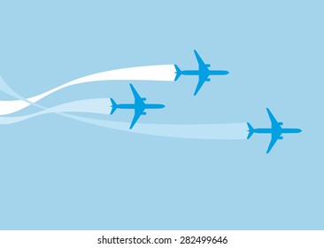 vector image of silhouettes of jet airplanes