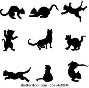 Vector image of silhouettes of playing seals.