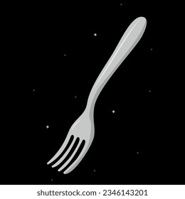 Vector image of a silver fork.