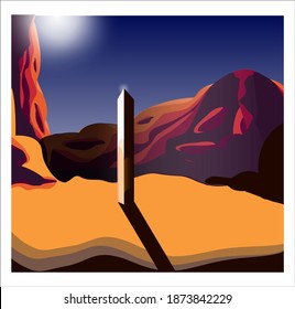 Vector Image Of Silver Monolith Monument Illustration