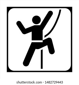 Vector Image Of Simple Black And White Mountain Climbing Icon