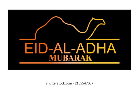 Vector image of simple camel and text EID AL ADHA, for greeting card design.