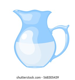 Vector image of a simple glass jar with milk on a white background. Stock vector illustration
