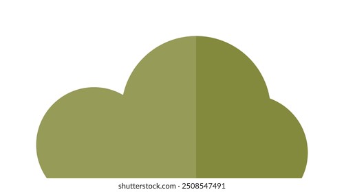 A vector image of a simple green cloud on a white background, highlighting themes of purity, clean energy, environmental conservation, and sustainability. Ideal for eco-friendly campaigns.