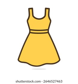 Vector image of a simple, sleeveless yellow dress.