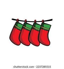 vector image of simple stocking christmas decoration