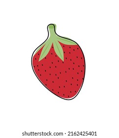 Imagen vectorial de frutos simples de fresa con contorno sobre fondo blanco.