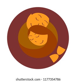 Vector image with simple stylized graphic shapes of a man and a woman hugging each other. Hugs concept.