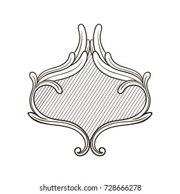 Vector image. A simple vintage and beautiful floral frame of curls. Isolated decorative element
