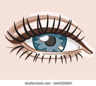 vector image of a simplified stylized color female eye in color
