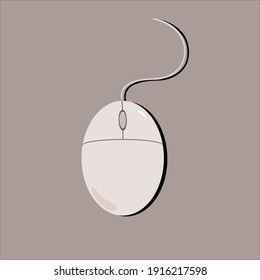 Vector image of a simplistic computer mouse on a brown background