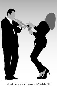 Vector image of singer and trumpet player