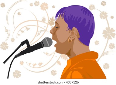 vector image of singer's profile