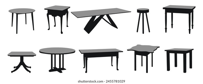 Vector image of single tables. Piece of the interior