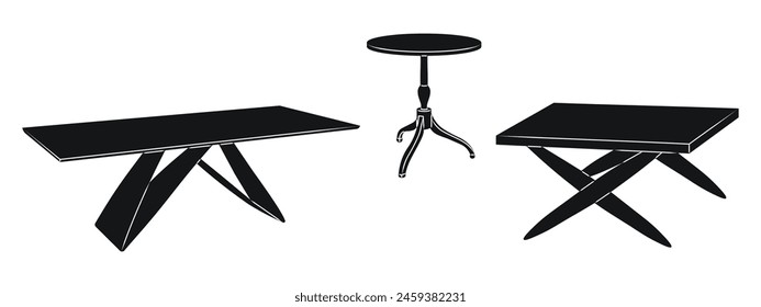 Vector image of single tables. Piece of the interior