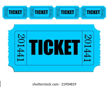 Vector image of single ticket and strip of tickets