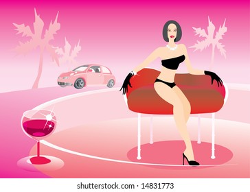 vector image of sitting woman