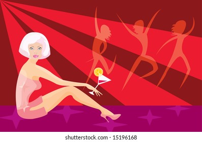 vector image of sitting woman