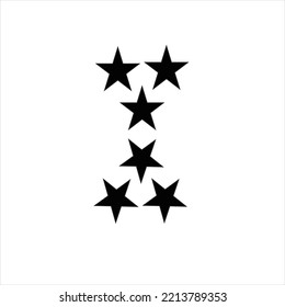 imagen vectorial de seis estrellas, color negro, fondo blanco.