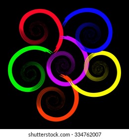 Vector image of six-color flower abstraction