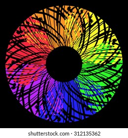Vector image of six-colored rainbow eye cornea