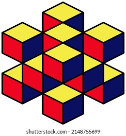 Vector image of a six-sided star composed of cubes