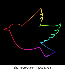 Vector image of six-stripe rainbow Bird